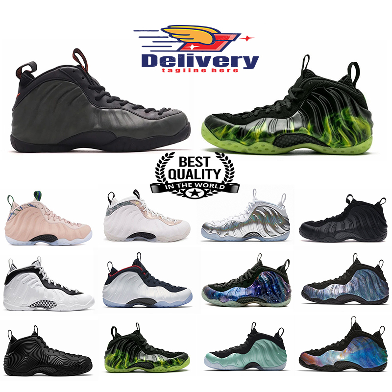 Fashion Basketball Shoes Foamposit Anthracite Floral Penny Plus White Black Mens Trainers Outdoor Sports Jogging Sneakers Eur 40-46 With Box