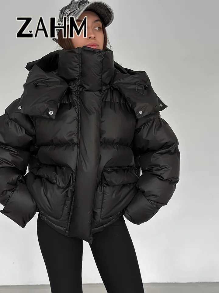 Women's Down Parkas All-Matched Solid Women's Cotton Coat Hooded Zipper Full Sleeves Thicken Casual Jacket 2026 Autumn Winter Lady Fashion