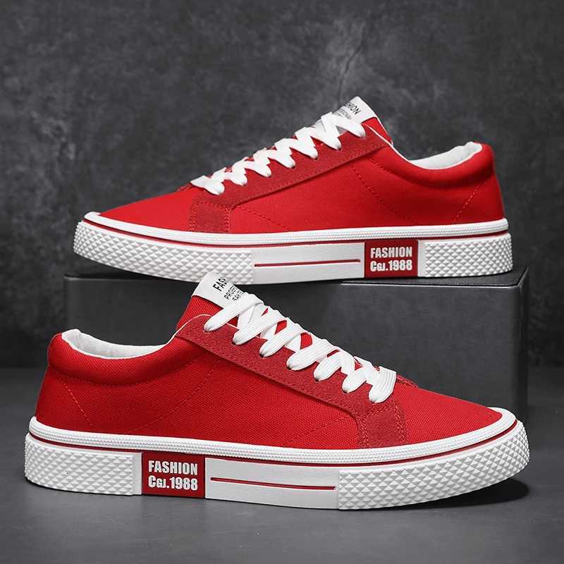 Casual Shoes Hot Sale Fashion Red Canvas Shoes Men Classic Low-top Men's Canvas Sneakers Harajuku Hip Hop Skateboard Shoes Men Casual Sneaker H
