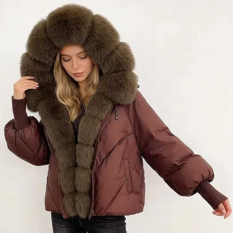 Women's Down Parkas Down Puffer Jacket Loose Warm Hooded Detachable Real Fox Fur Women's Down Jacket Coat Female New Autumn Winter Top Clo