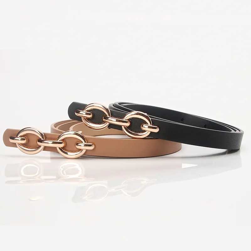 Stylish High-End Alloy-Buckle Versatile Dress Belt Korean-Style Minimalist Niche Belt; Jeans Belt Slim Leather Belts S261017WB0Y