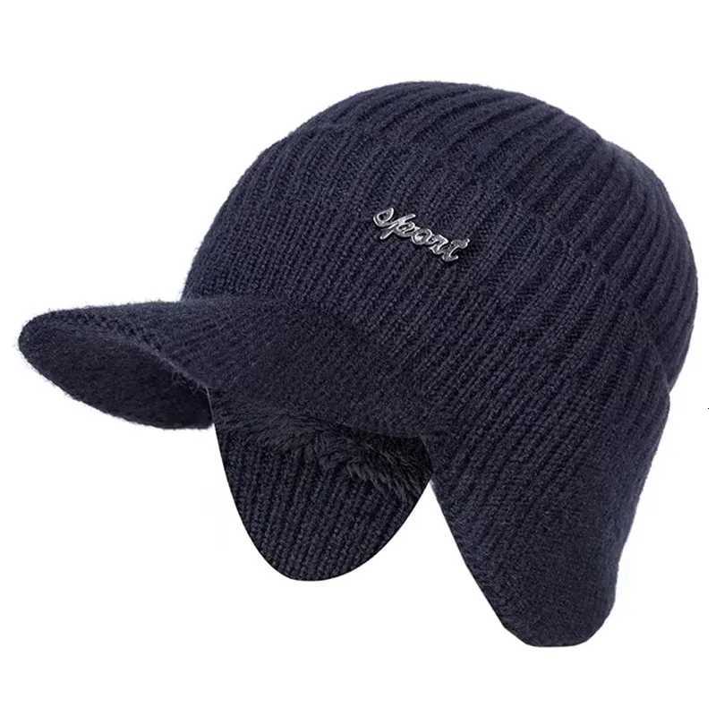 Beanie/Skull Caps Unisex Stylish Add Fur Lined Warm Winter Hats With Brim Soft Beanie Cap For Men Women Classic Hat With Ear Knitted Hat Q261017