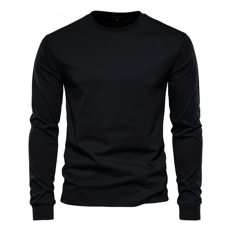 Simple Solid Color Men T Shirts Autumn Casual Oneck Long Sleeve Tshirt Daily Versatile Loose Top Fashion High Quality Clothing 261016