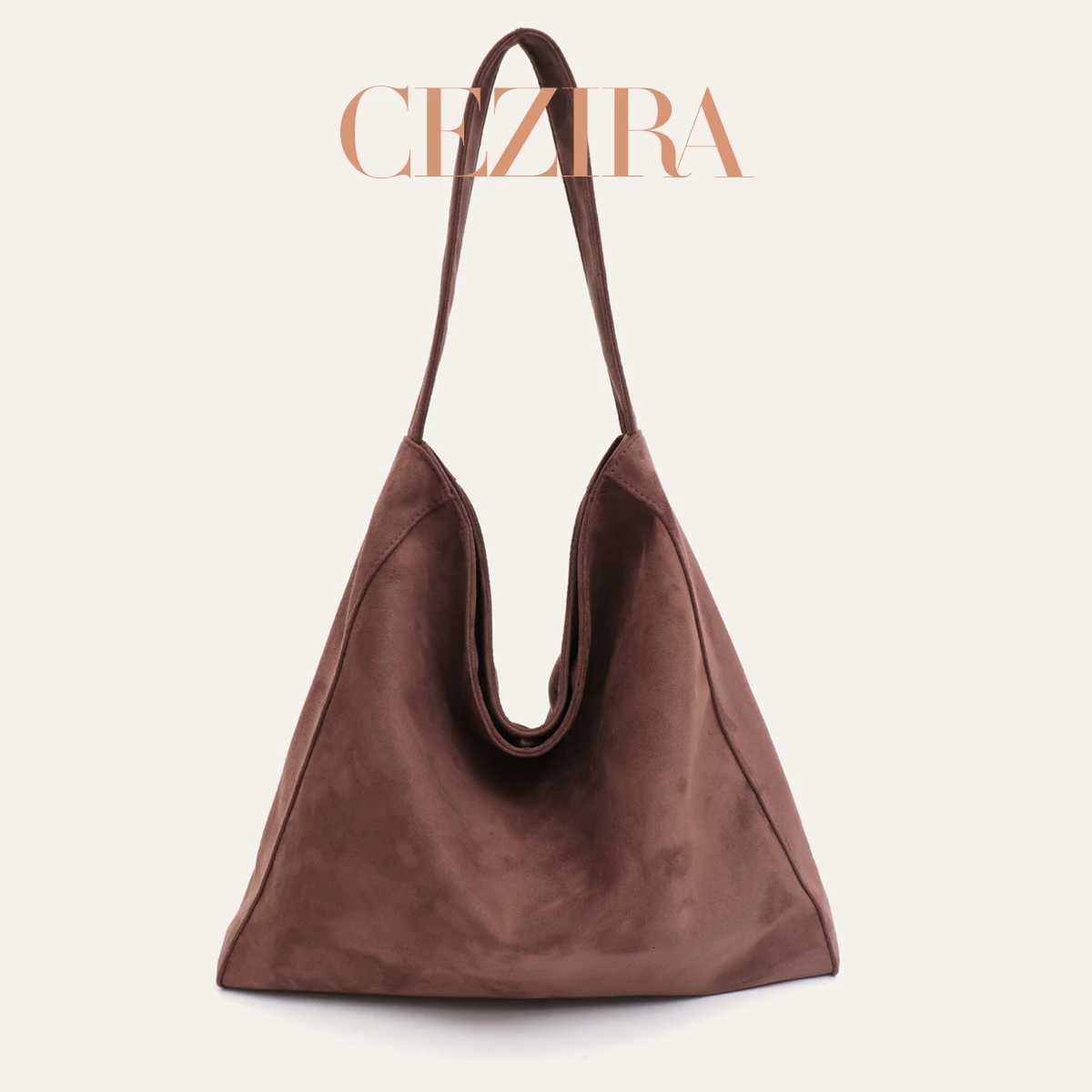 Evening Bags CR Maillard Tone Soft Faux Suede Hobo Handbag Slouchy Casual Magnet Closure Large Capacity Shoulder Purse For Lady Daily Commute H26101