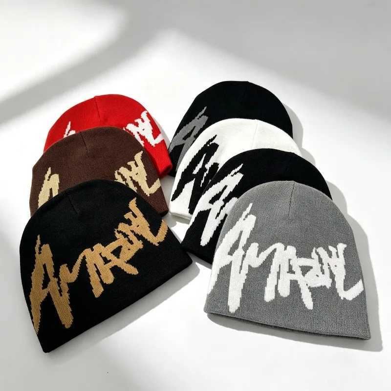Beanie/Skull Caps Unisex Graffiti Brush Letter Jacquard Knit Beanie Hat HipHop Street Alphabet Print Skull Cap Toque for Winter Daily Street WearT26