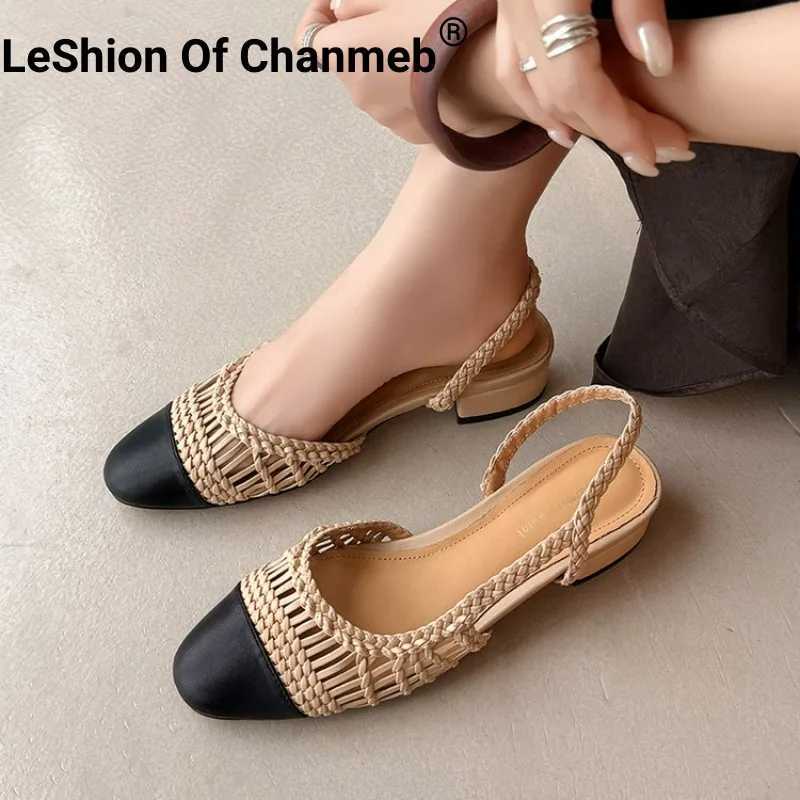 LeShion Of Chanmeb Women Handmade Hollow Out Slingback Shoes Mix-color Low Heel Cut Out Low Heels Pump 2026 Summer Sandals Woman Q261015