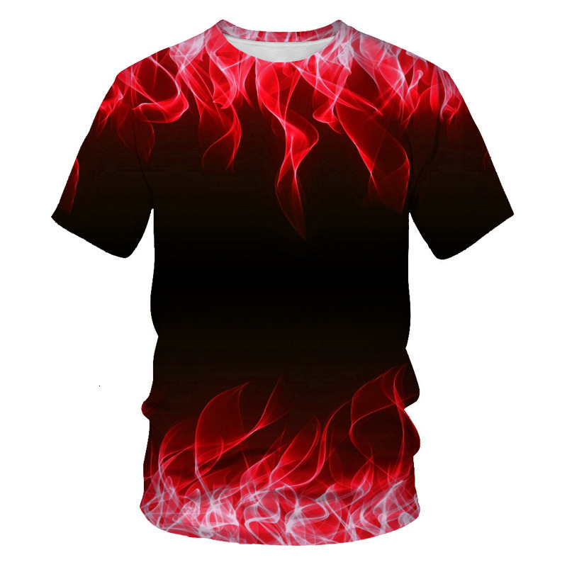 2026 Summer Trendy Style Flame Men's T-Shirt 3D Digital Print Short Sleeve Direct From Manufacturer Free Shipping