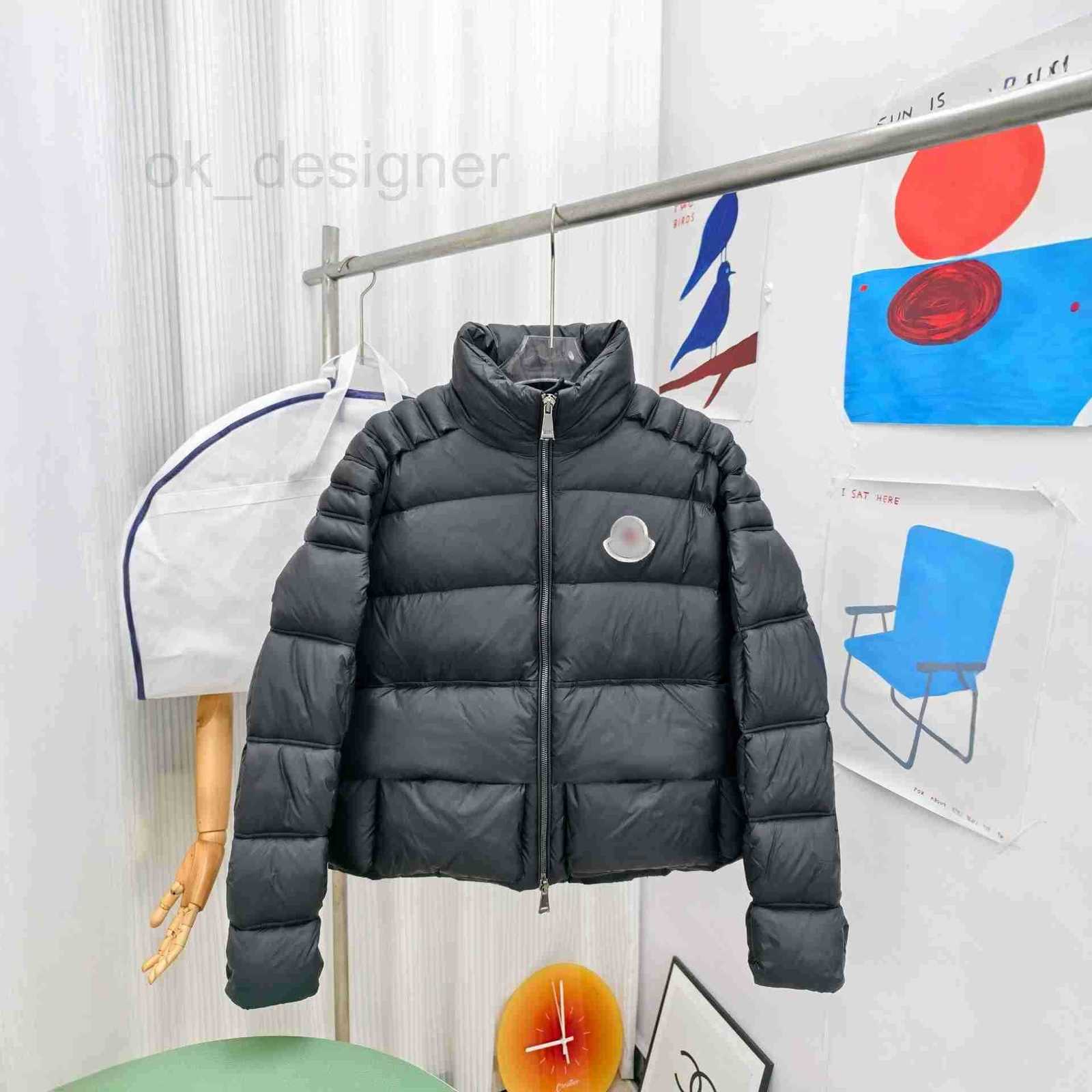 Men's Down & Parkas Designer M 3D quilted zip-up down jacket with batwing sleeves, available in unisex styles, offering a simple, warm, fashion