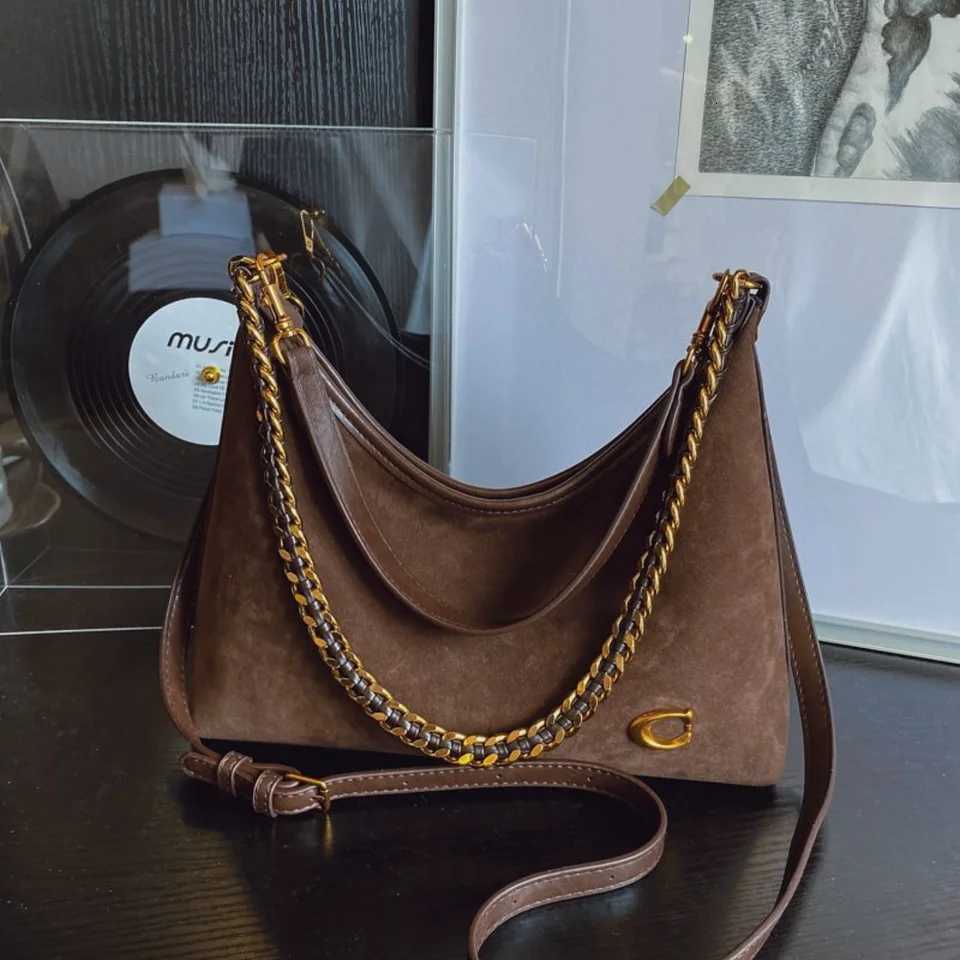 Evening Bags Women's New Light Fashionable Black Suede Shoulder Crossbody Bag versatile For Commuting large Capacity Tote Bag H261016
