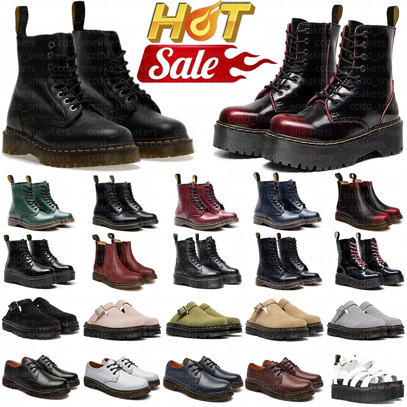 Free Shipping Designer Martinshoe Chunky Heel Ankle Martens Boots durable sandals for men womens Slip-On Mules Anti-Slip Sole Vintage Streetwear Foo