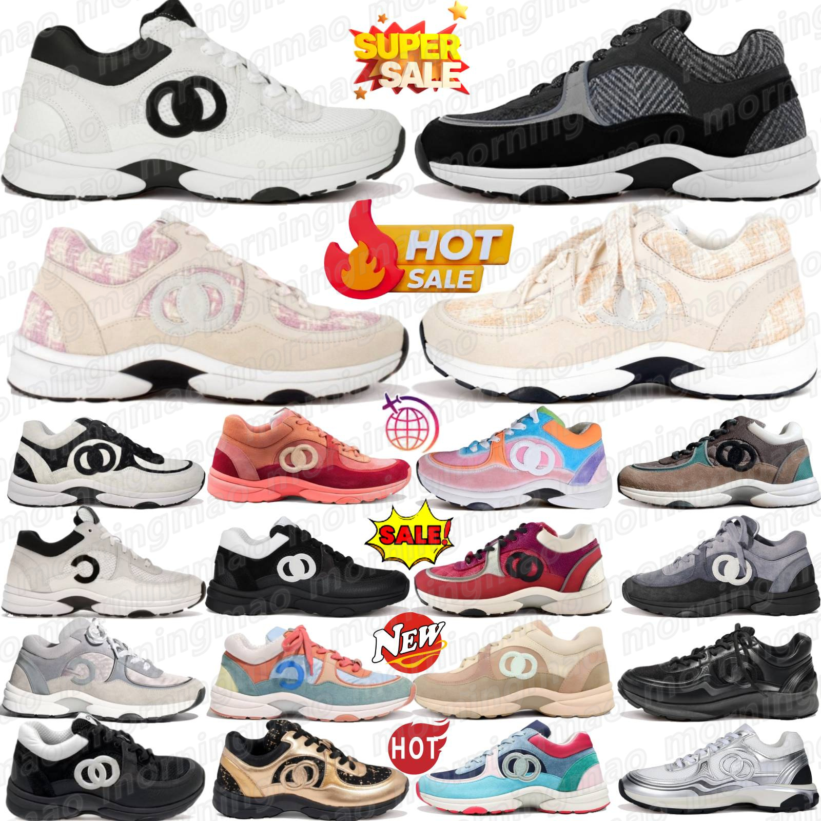 Sneakers Casual Shoe Designer With Box Chaussure CC Red White Triple Black Suede Dark Grey Suede Tweed Brown Green Pink Silver Beige Wool Man Women