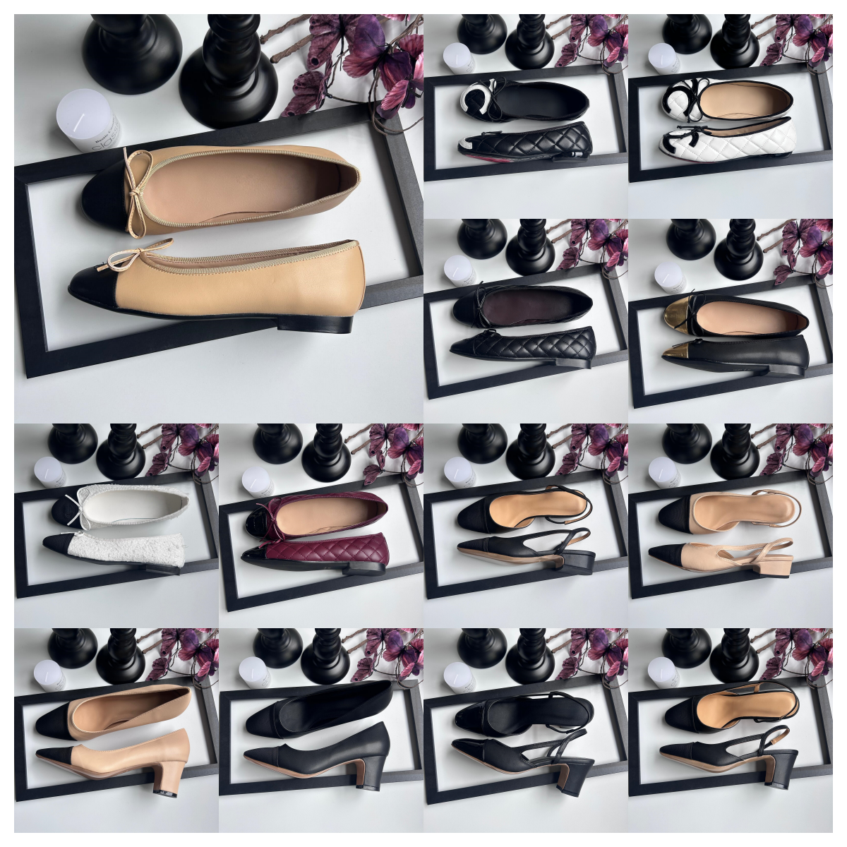 Dress Women Red Bottoms Designer Shoes Elegant Slingback Pumps With Rhinestone Bow Tip Round Toe Quilted Genuine Leather ballet flats Daily Commuter