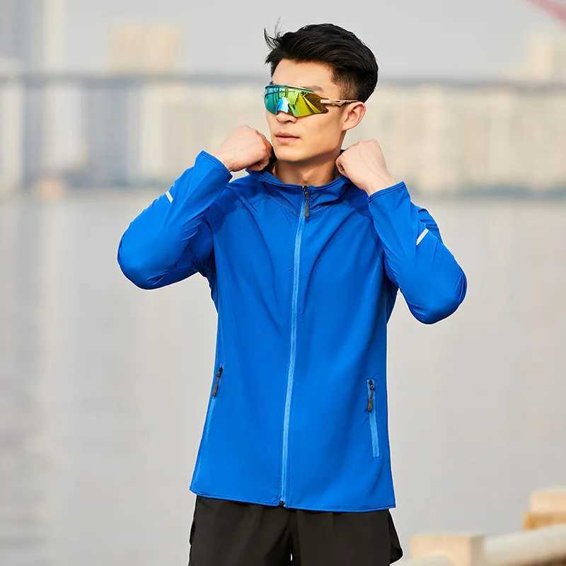 Men Thin Sport Running Jacket Gym Windbreaker Quick Dry Training Fitness Jackets Bodybuilding Sweatshirt Hoodies Man Sportswear S261017VGDM