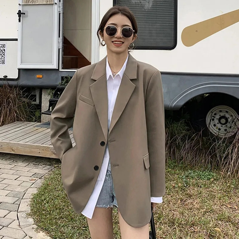 Womens Long Sleeve Blazer Spring Autumn Korean Fashion Casual Loose Office Coat Versatile Arrivals 261017