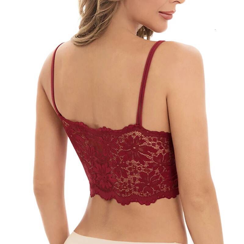 New Women Lace Bras Spring Summer Thin Outside Camisole Solid Underwear Female Hollow Out Vest Bralette Sexy Lingerie Bra dongdumaoyi