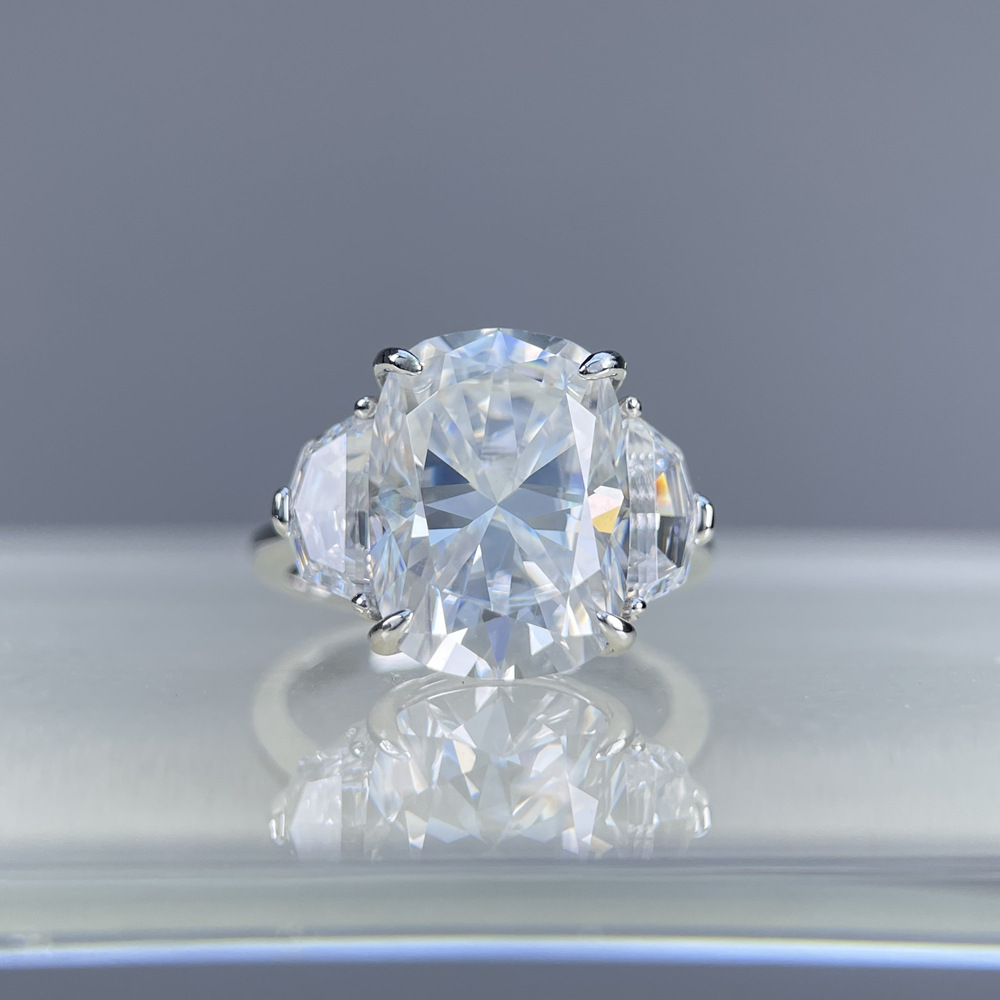 10CT moissanite ring for woman designer large cart rectangular pillow diamond ring women 925 sterling silver 10x14 large diamond band with box