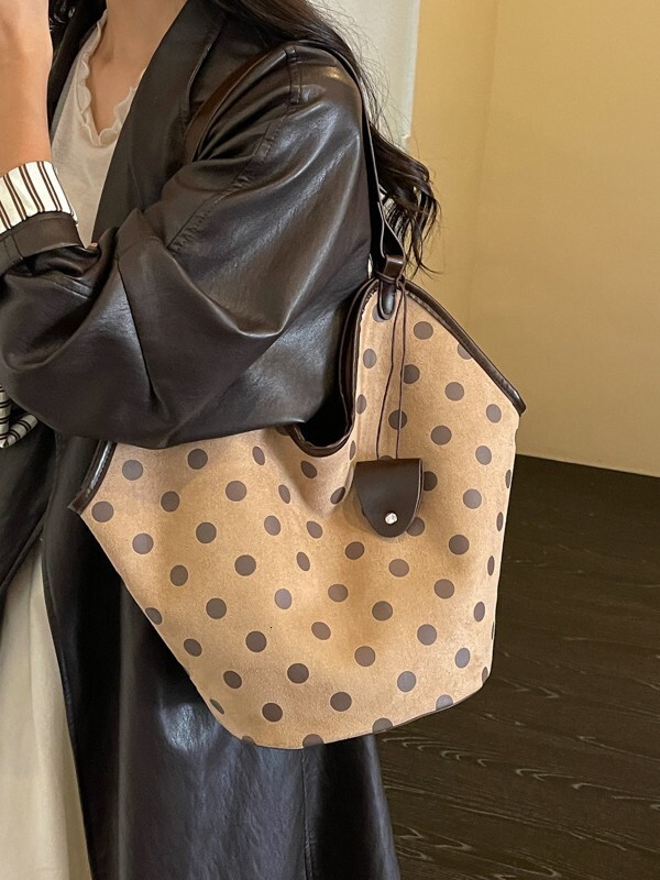 High-quality, trendy, popular large-capacity for cross-border sales: fashionable bucket tote simple shoulder bags, and polka-dot bags dhmallking