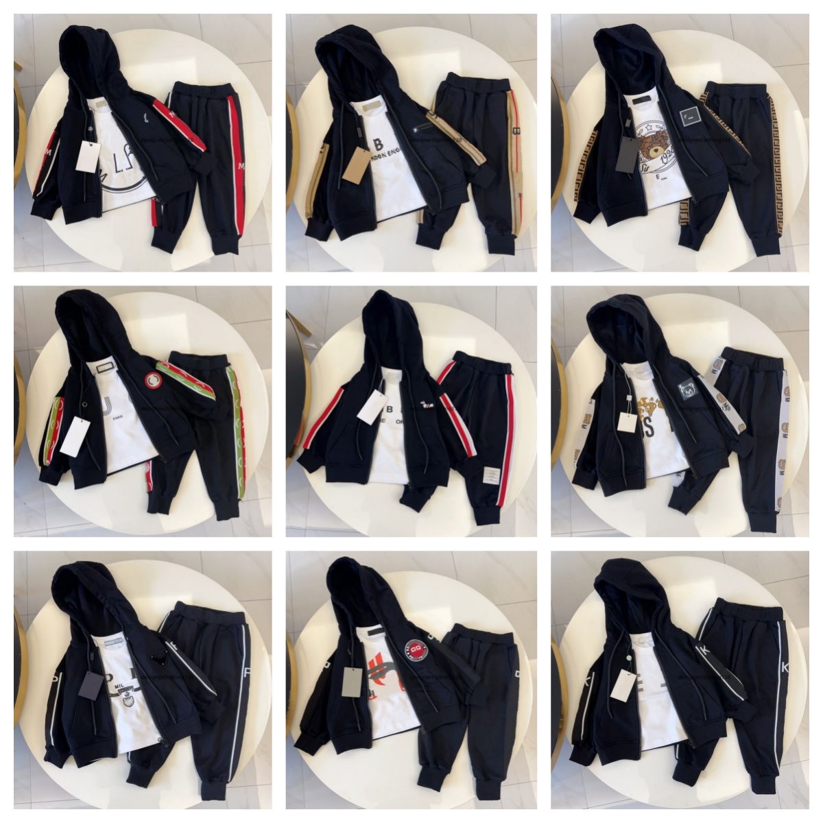 The latest design 2026 long sleeved white base shirt black suit pure cotton zipper hooded sweatshirt pure cotton pants a casual and fashionable thre