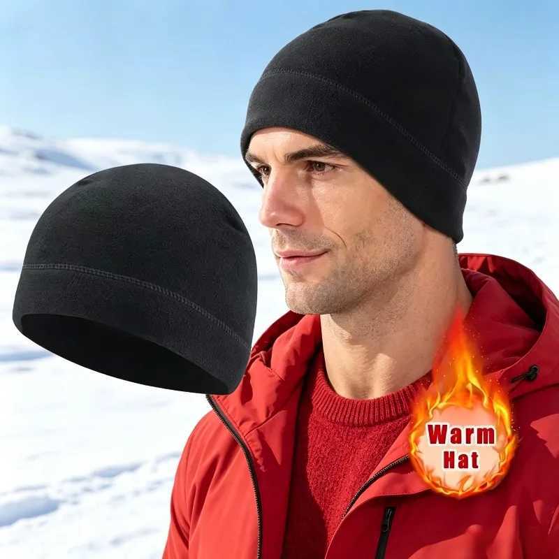 Beanie/Skull Caps Men Winter Polar Fleece Skull Cap Windproof Warm Beanie Solid Color Outdoor Cycling Hiking Ski Running Thermal Hat MulticolorT2610