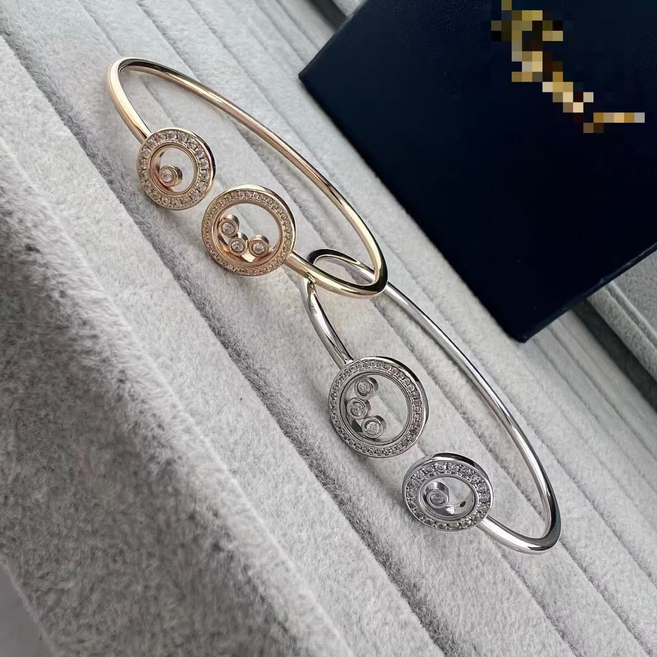 Chopardlies Chopardity Jewelry Designer Chopars Happy Diamond Luxury Bracelet For Woman Men Luxe Bangle Double Circular Dynamic Bead Spring Open Bra