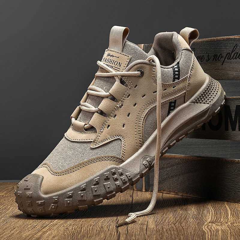 Casual Shoes Outdoor Mens Walking Sneakers Men Casual Shoes Wear-resistant Men Hiking Trekking Shoes Suede Sport Shoes Lightweight Work Shoes H26101