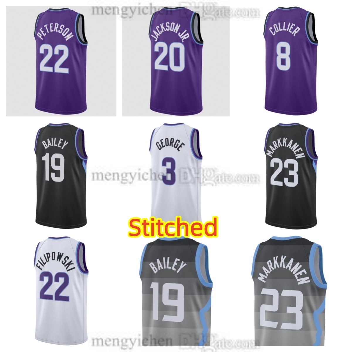 Stitched Men's Lauri Basketball Jerseys 23 Markkanen Keyonte 3 George Ace 19 Bailey Kyle 22 Filipowski 8 Isaiah Collier 20 Jaren Jackson Jr. 44