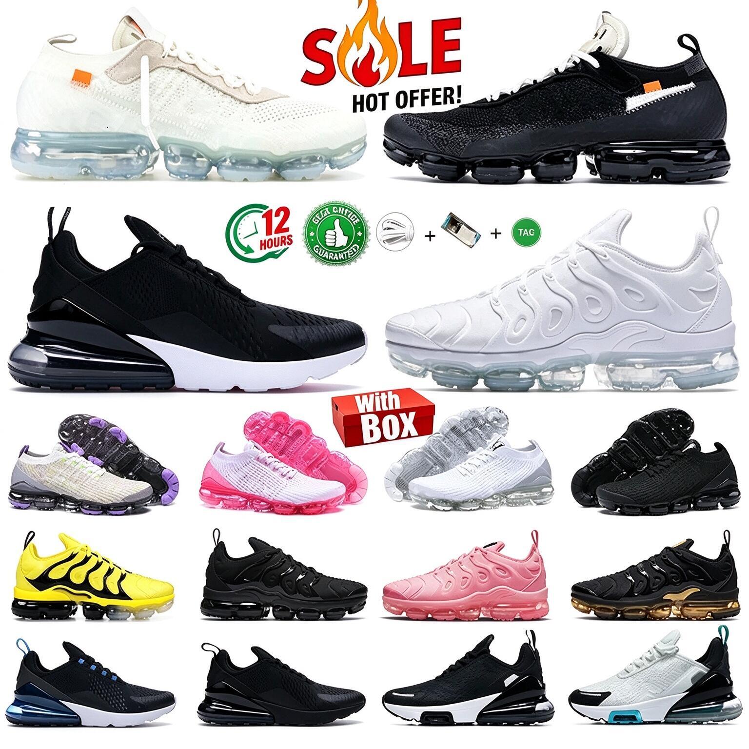 Box With Tn Plus Running Shoes 270 Mens Women Sneakers Triple White Black Cherrys Re Knicks University Blue Game Royal Obsidian Walking Sports Train