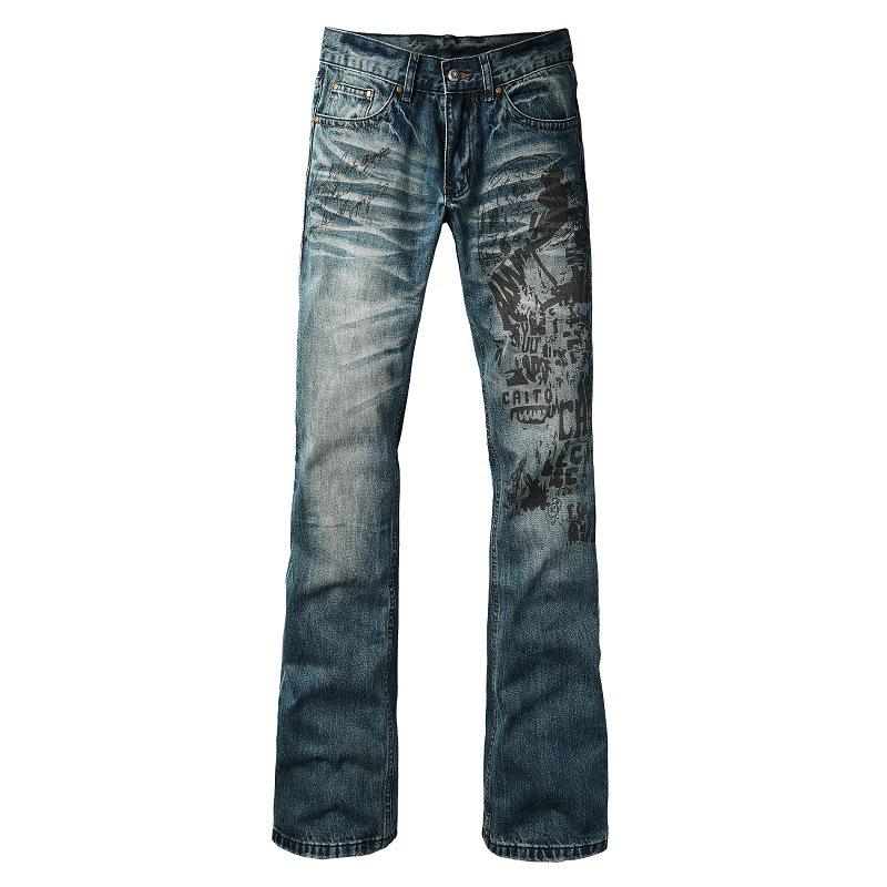 Designer High Quality Streetwear Men's Flared Jeans Slim Fit Stretch Denim Pants Streetwear Mid Waist Tall Length Casual Four Season Trousers