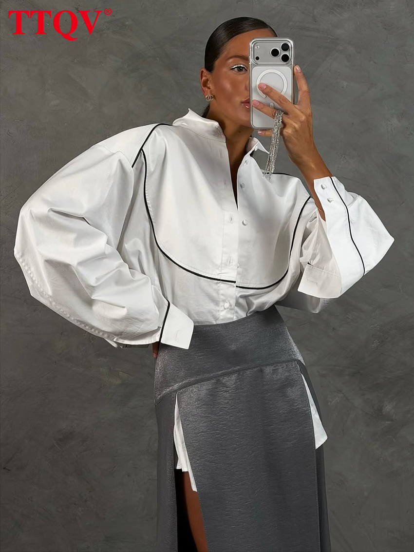 Fashion Loose White Cotton Women's Shirt 2026 Casual Lapel Long Sleeve Blouse Elegant Classic Solid Top Female Clohting