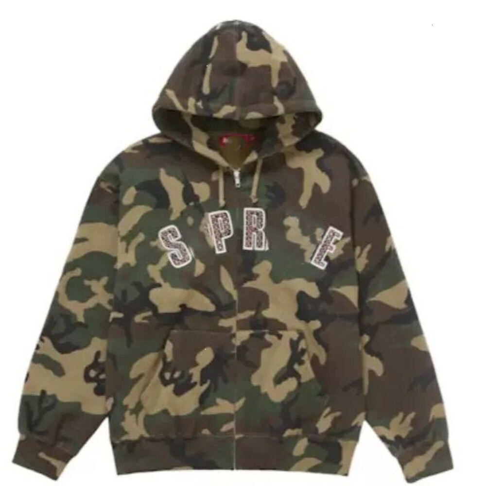 Men's Fall Zipper Hoodie Fashion Supmerelys Brand Designer Camouflage Letter Print Pattern Spring Autumn Loose Casual Zipper Jacket Supremslys