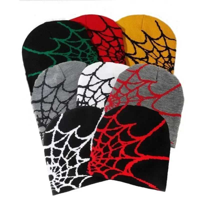Beanie/Skull Caps 2024 New Knitted Beanies Hat Cartoon Spider Embroidered Winter Hats Knitted Bonnet Cap Soft Woolen Beanies for Women Cap Men Q2610