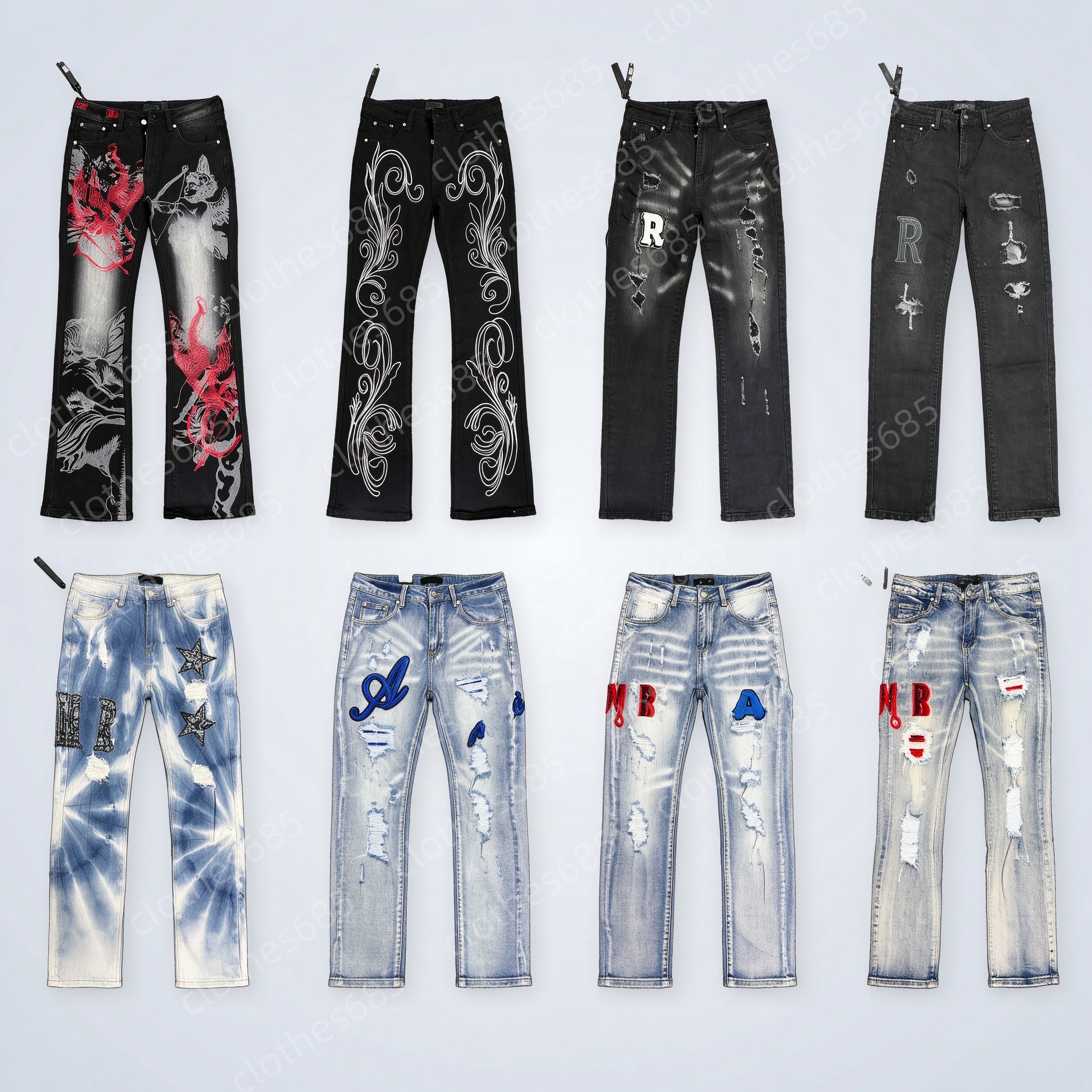 designer jeans men skinny jeans men pencil pants hole cotton print hip hop black jeans streetwear white trousers fashion pants high-end quality slim