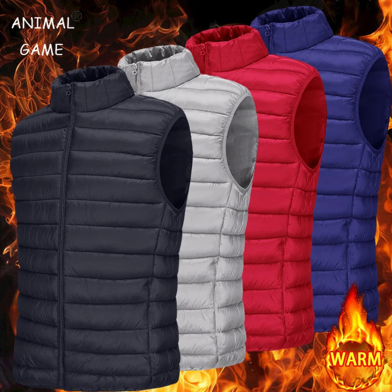 Autumn Mens Casual Vest Lightweight Sleeveless Jacket Full Zipper Outerwear Outdoor Cotton with Pockets 261017