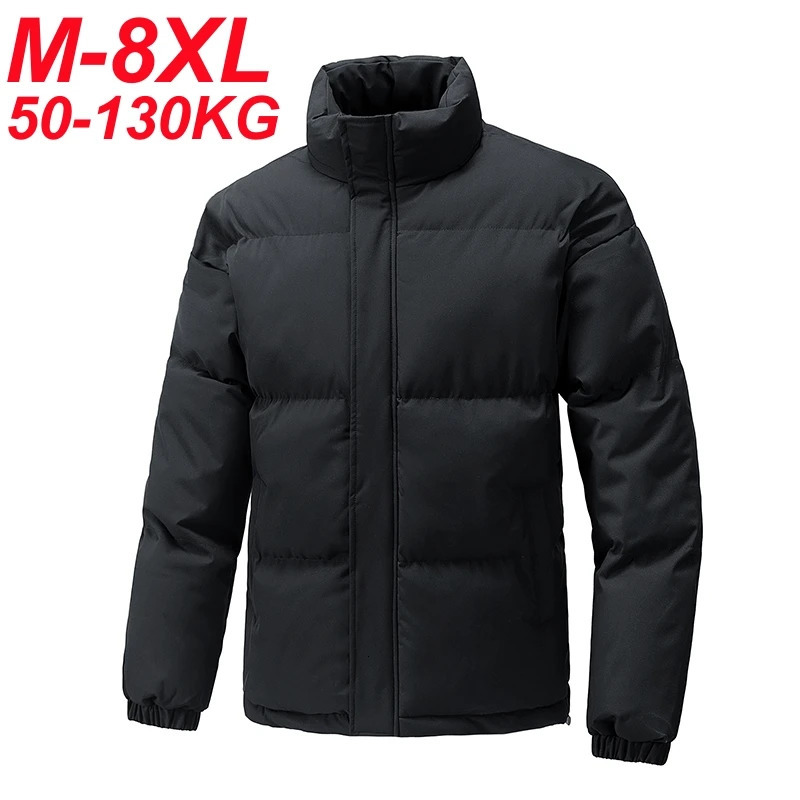 Winter Parka Jackets Men Coats Black Plus Size 6XL 7XL 8XL Oversize Thick Warm Stand Collar Windbreaker Loose 261016