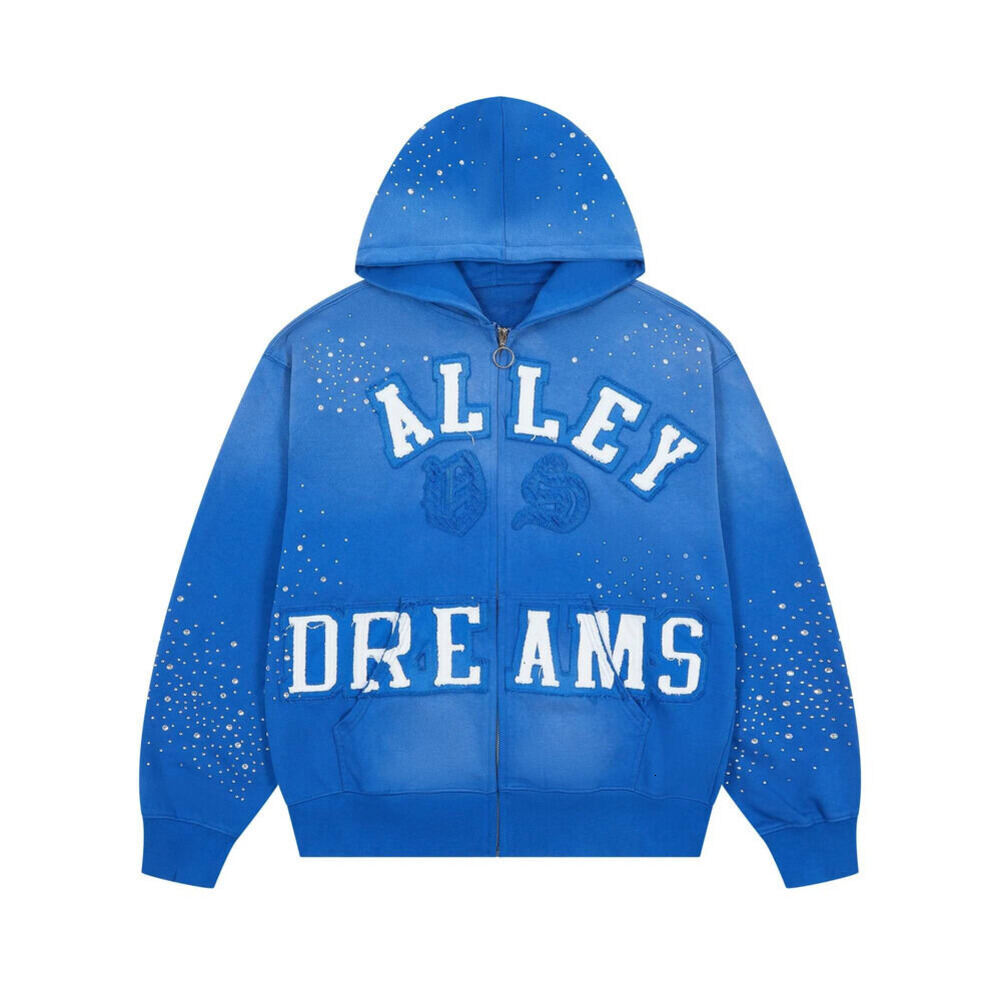 Vale Dream Hoodie Vintage Graphic Zip Up Hoodie Designer Men Unisex Washed High Street Pullover Loose Sweatshirts Retro Print Valleysdreams Jacket 8