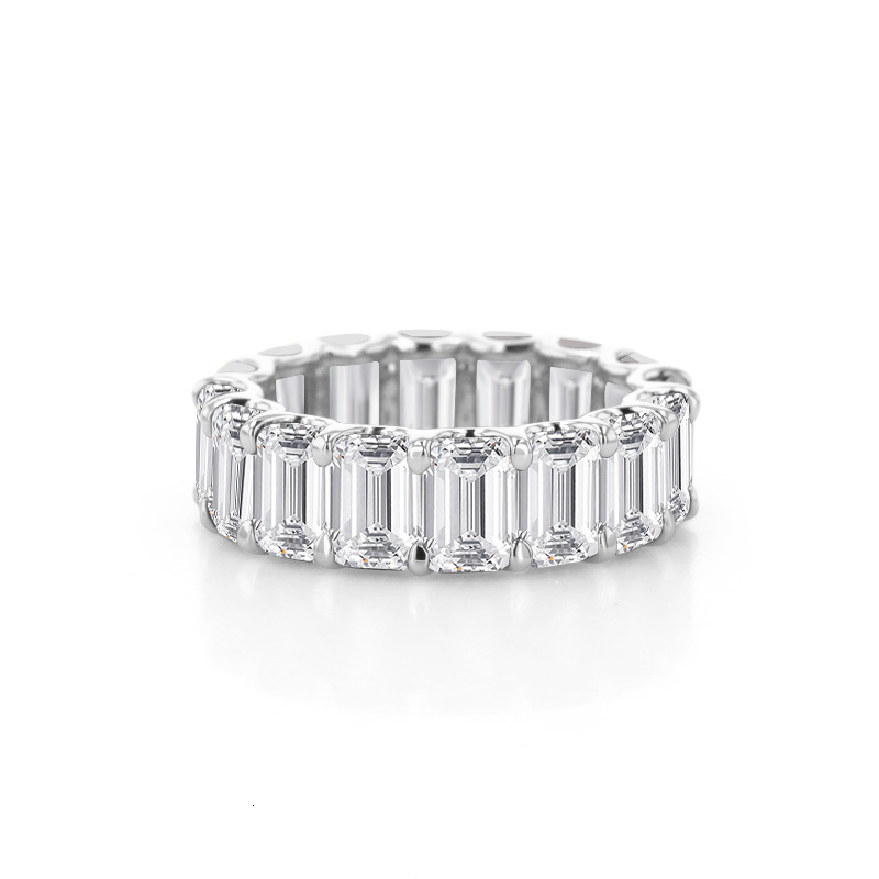 Moissanite 3x5 MM 4x6MM DEF VVS Octagon Cut Luxury Eternity Band S925 Starsgem Wedding Ring White Gold Plated Sterling Silver