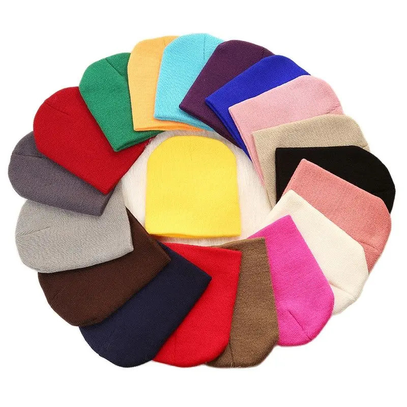 Kids Baby Solid Color Warm Soft Beanies Cap Hat Spring Autumn Winter born Toddler Infant Knitted For Boy Girl 260928