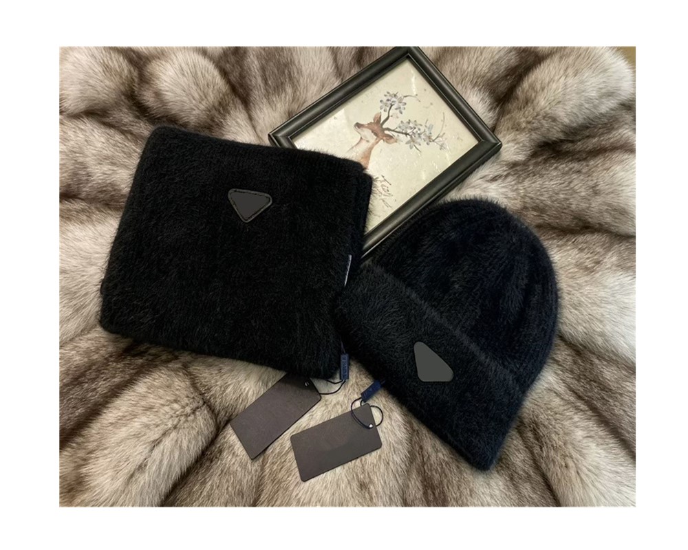 Women 2Pcs Winter Warm Fuzzy Plush Beanie Hat Scarf Set, Soft Thick Cuffed Knit Cap & Long Neck Scarf, Outdoor Coldproof Daily Wear Accessories