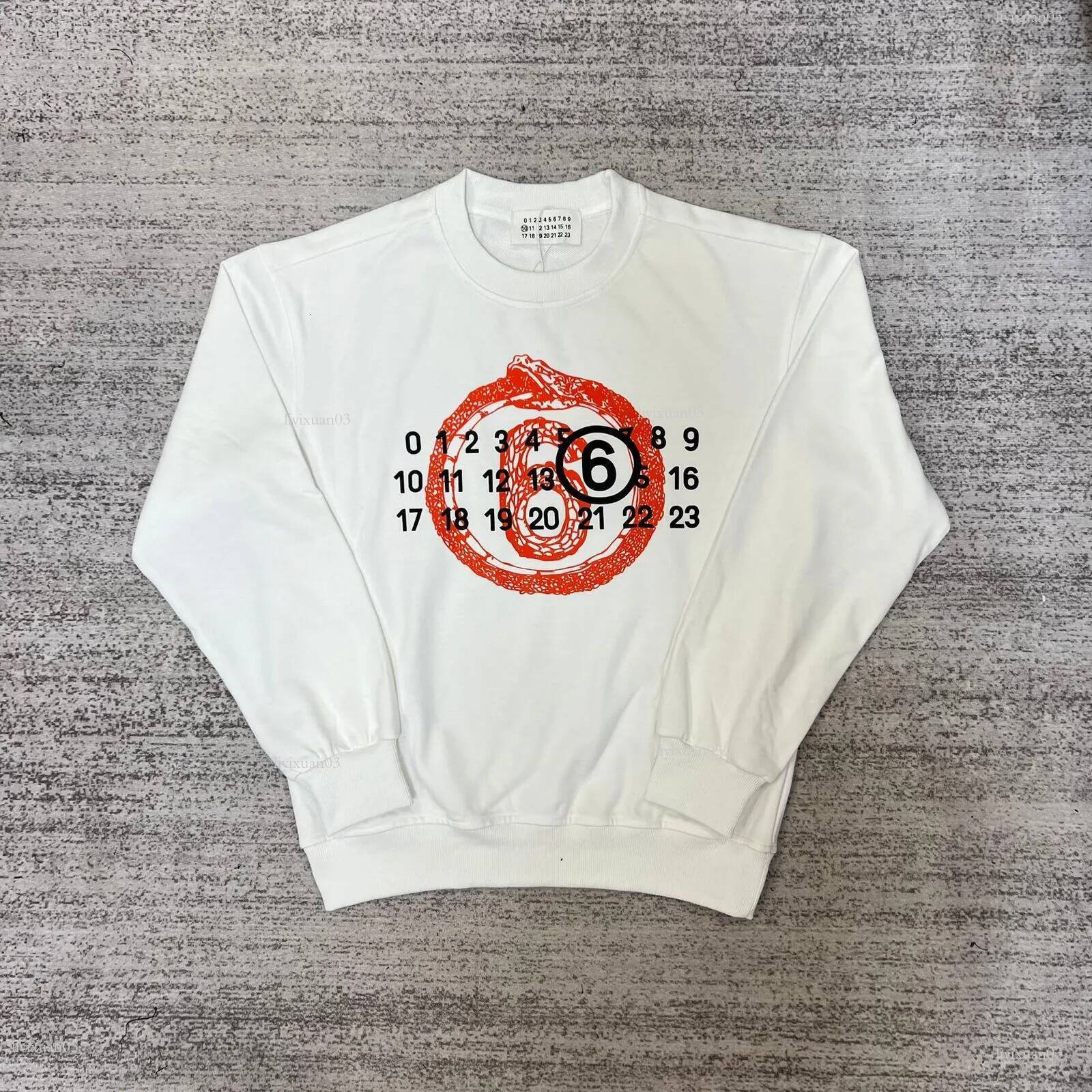 Margeilalies hoodie Long Sleeve Designer Mm6 Hoodies Men Women Digit Pattern Pullover High Quality Street Wear Fashion Luxury Brand Clothing Hoodie