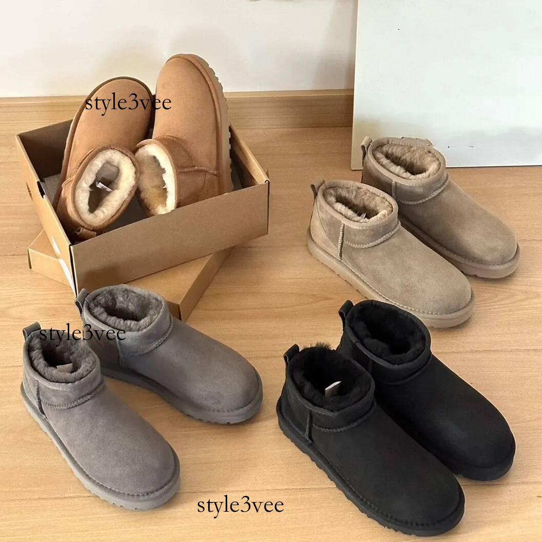 Designer Women Ultra Mini Slippers Boots uggswomens Slides Platform Shoes Snow Boot Classic Leather Chestnut Winter Fluffy Boot Fur 64b