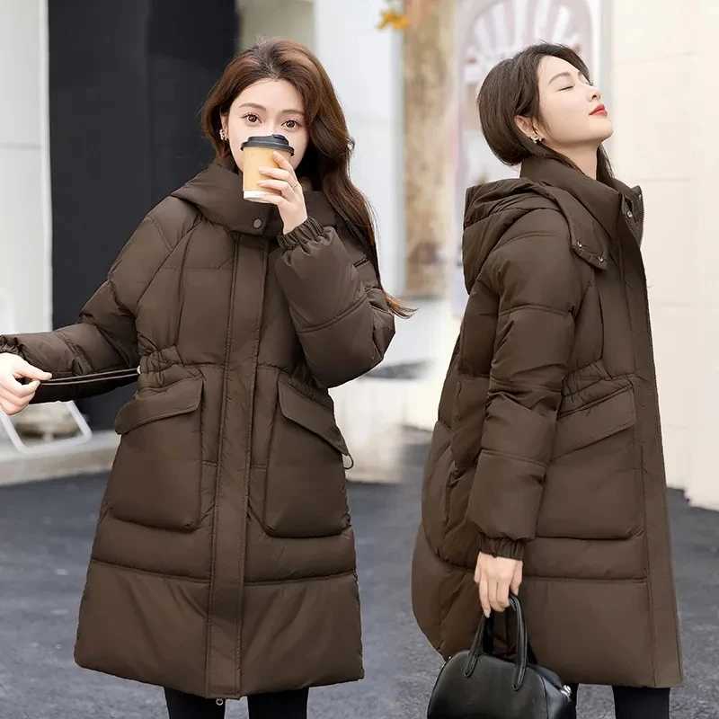 Women's Down Parkas Women's Down Cotton Jacket 2025 Medium To Long High Quality Ladies Winter Parkas Coat Korean Comfortable Female Outerw