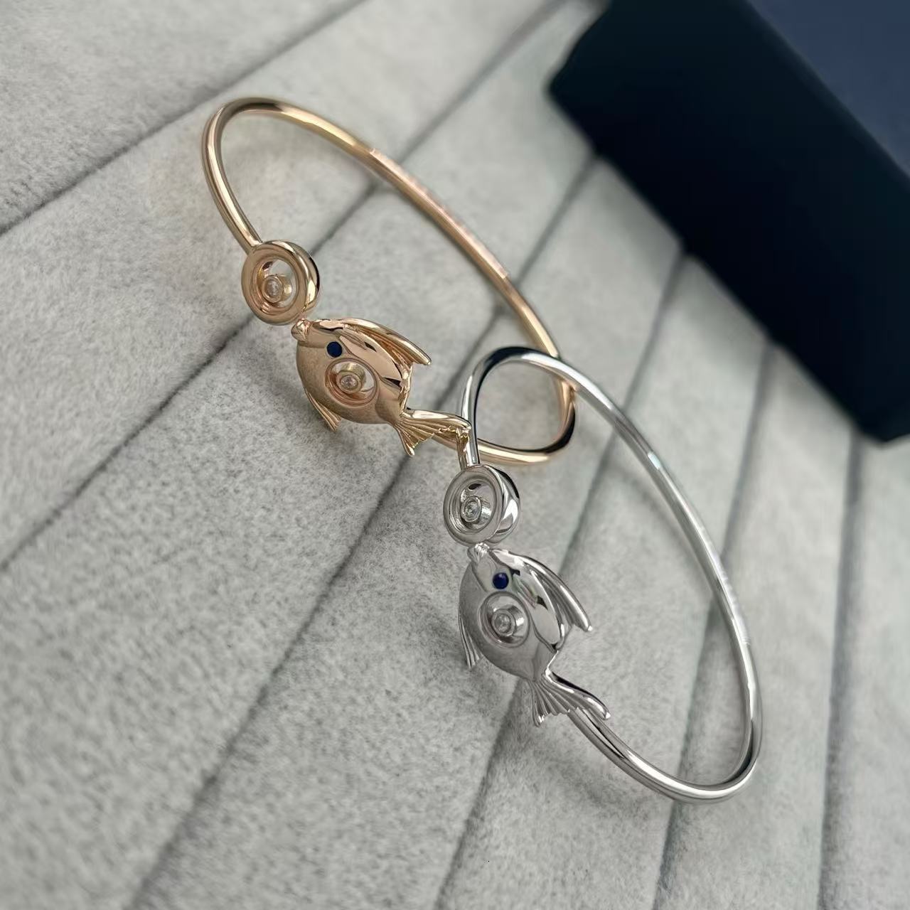 Chopardlies Chopardity Jewelry Designer Chopars Happy Diamond Luxury Bracelet For Woman Men Luxe Bangle Single-stone Shimmering Goldfish Spring-ring