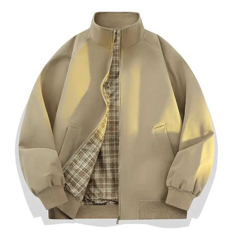 Spring and Autumn New Solid Color American Vintage Baseball Jacket Workwear Jacket Men's Casual Loose Sports Plus Size Outerwear S26101748HP