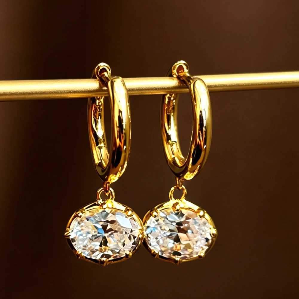 Stud BXINY East West Oval Cut Moissanite Drop Earrings S925 Sterling Silver Huggie Hoop Ear Buckle for Women Engagement Gifts Jewelry new