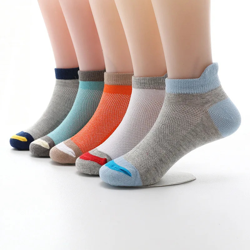 Fashion Spring Summer Children Socks Mesh Cotton Boys Socks Girls Socks 2-15 Year Kids Casual Boat Socks 5 Pairslot 261015