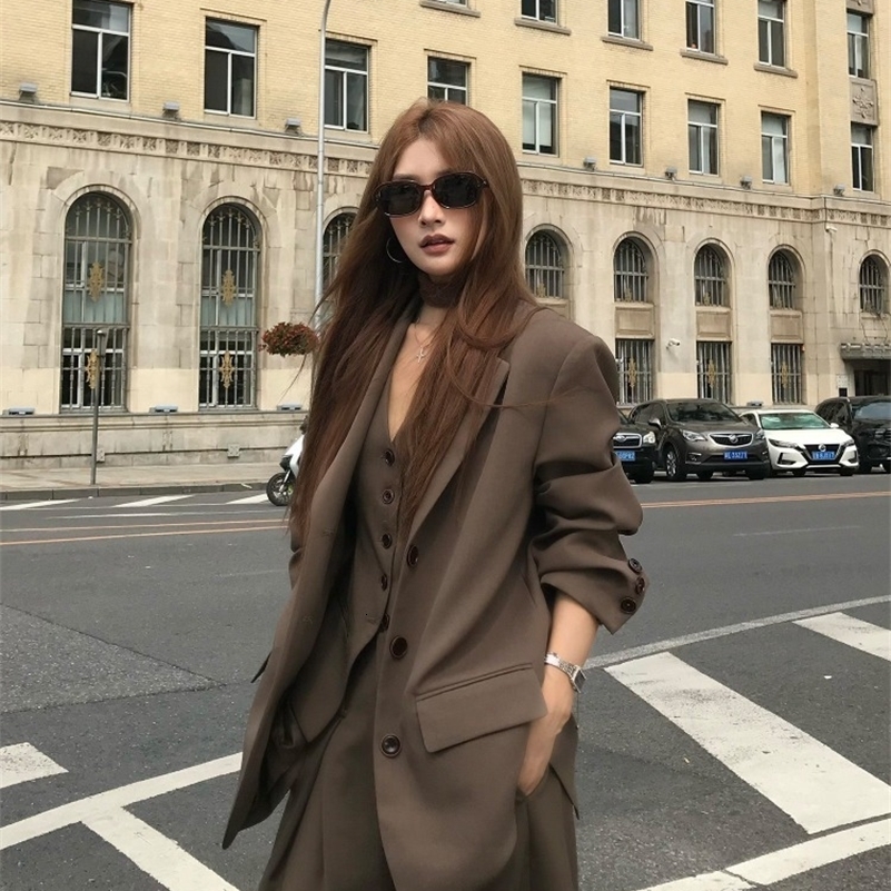 Women's Old Money Style Blazer Set 3 Piece Casual Suit Jacket Vest Pants Set Autumn Elegant Office Wear 261016