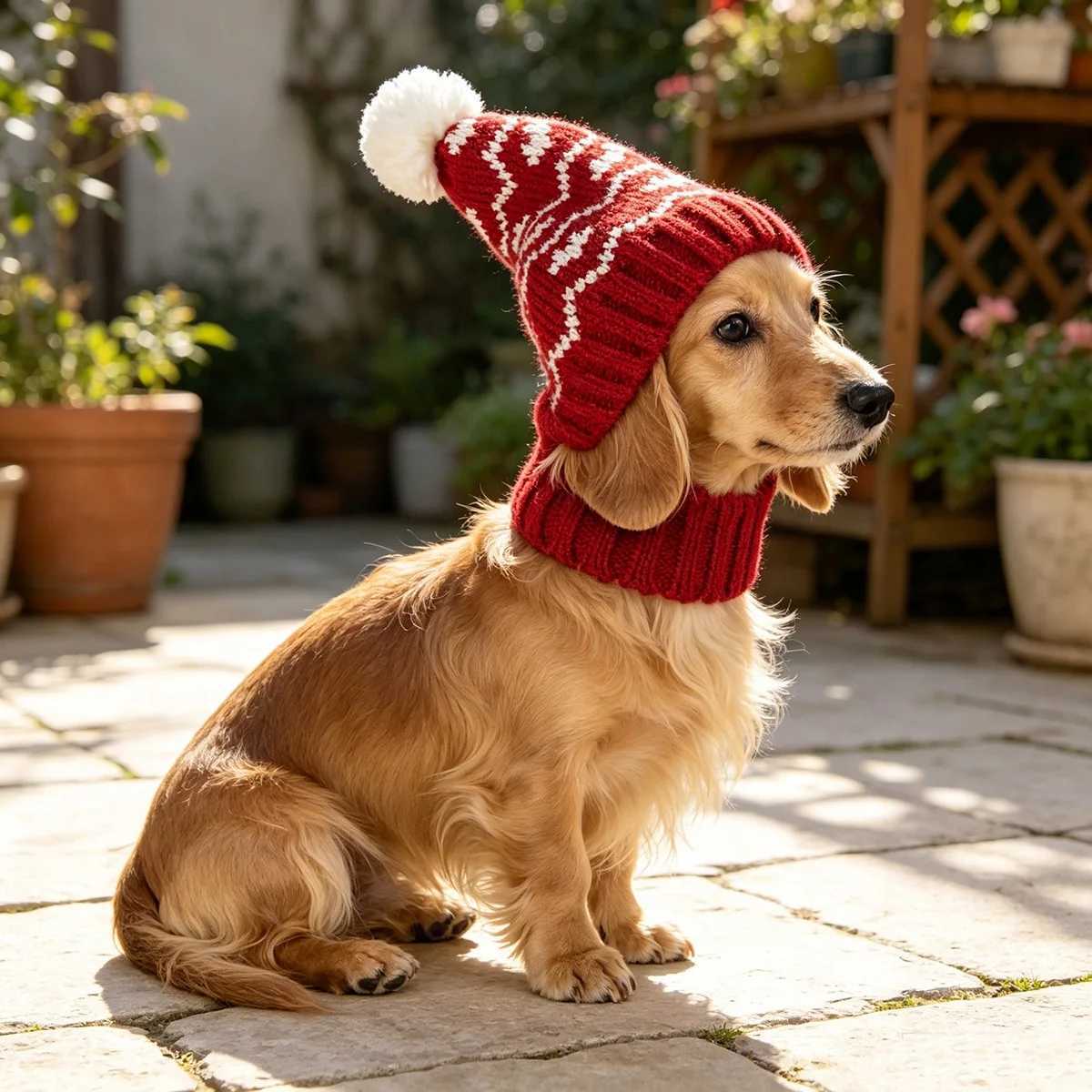Beanie/Skull Caps Wine Red Love Pet Pointed Hat for Autumn and Winter Warmth Knitted Woolen Hat for Cats and Dogs Holiday Photography Accessories Q2