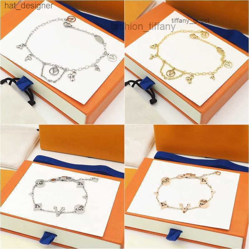 Vintage jewlery designer for women Enamel Letter Crystal Flower jewelry sterling sier bangle bracelet gold charm braclet gift