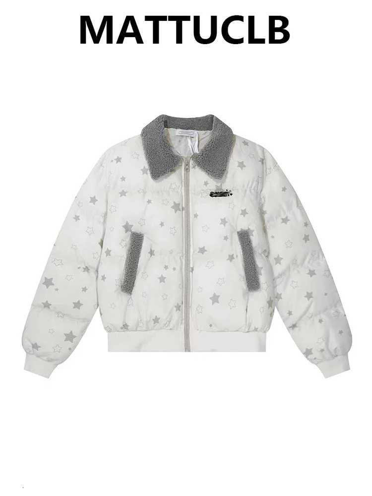 Women's Down Parkas Winter Women's Padded Jacket Korean Fashion 2000s Y2k American Retro Down Coat College Style Thick Outwear Tide Puffer