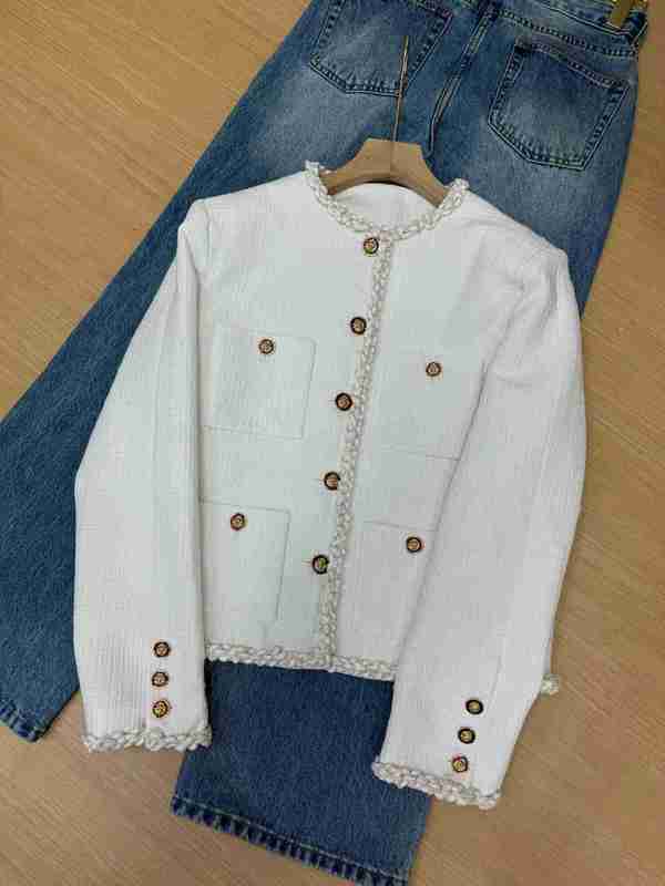 Women's Jackets Designer 2026 Autumn/Winter New White Knitted Top with Elegant, and Sophisticated for High-End Look